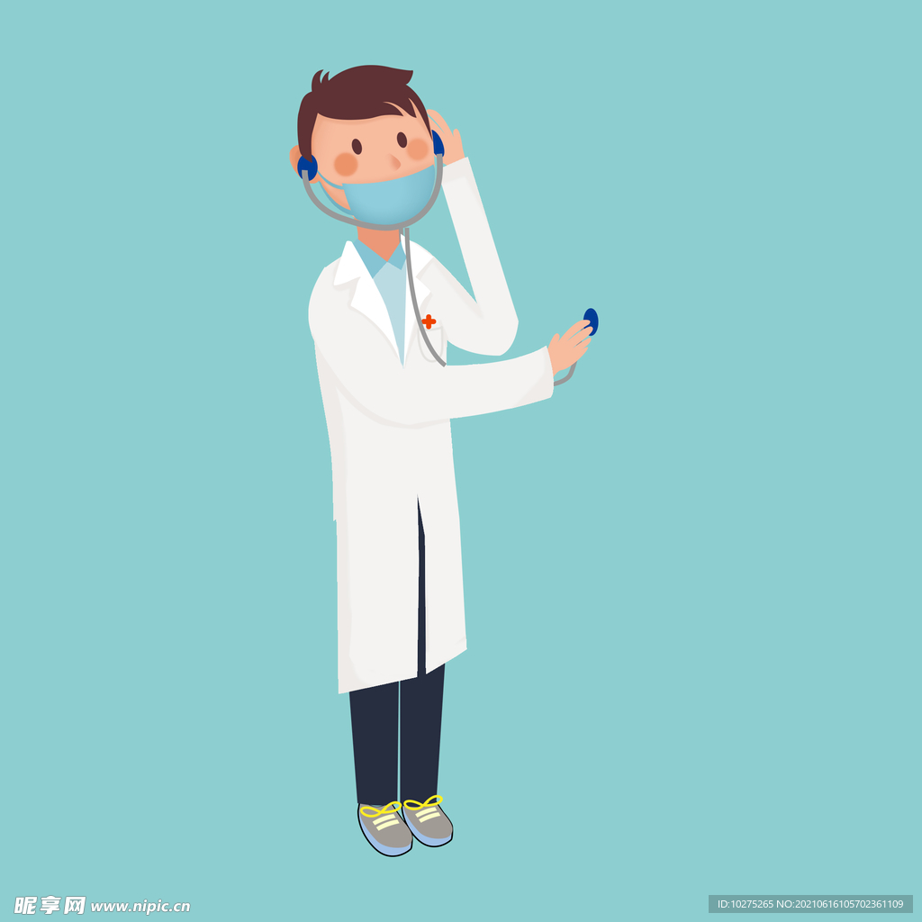 带听诊器的医生给人看病人物元素