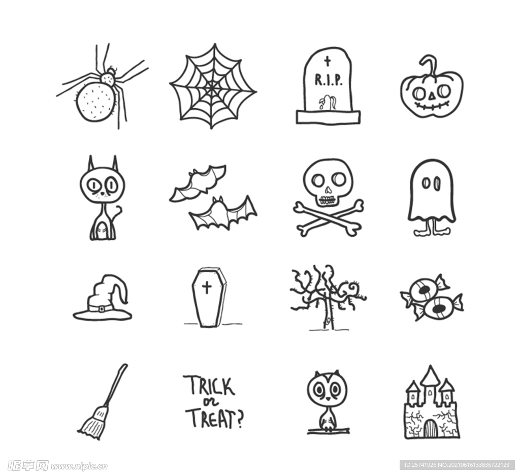 手绘万圣节图标