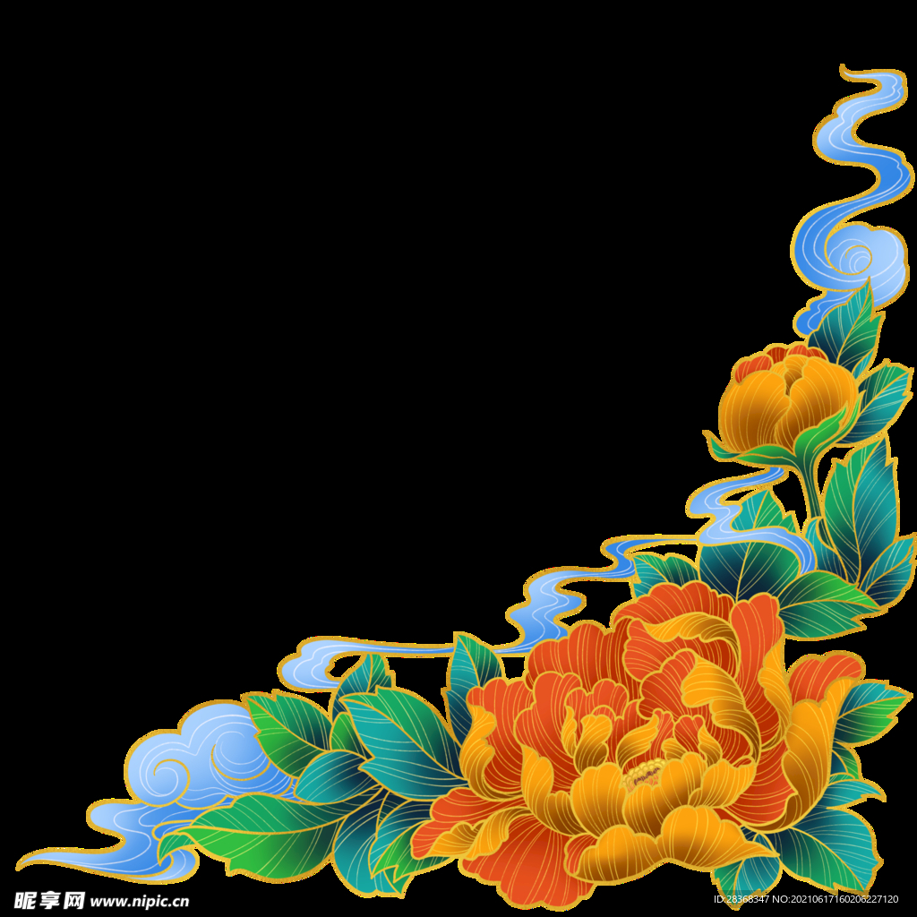  国潮牡丹花底纹