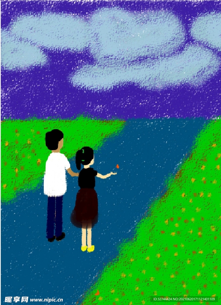 人物插画 父亲与我 