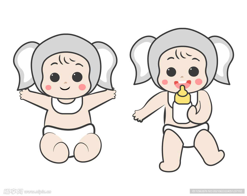 小宝宝形象矢量卡通图