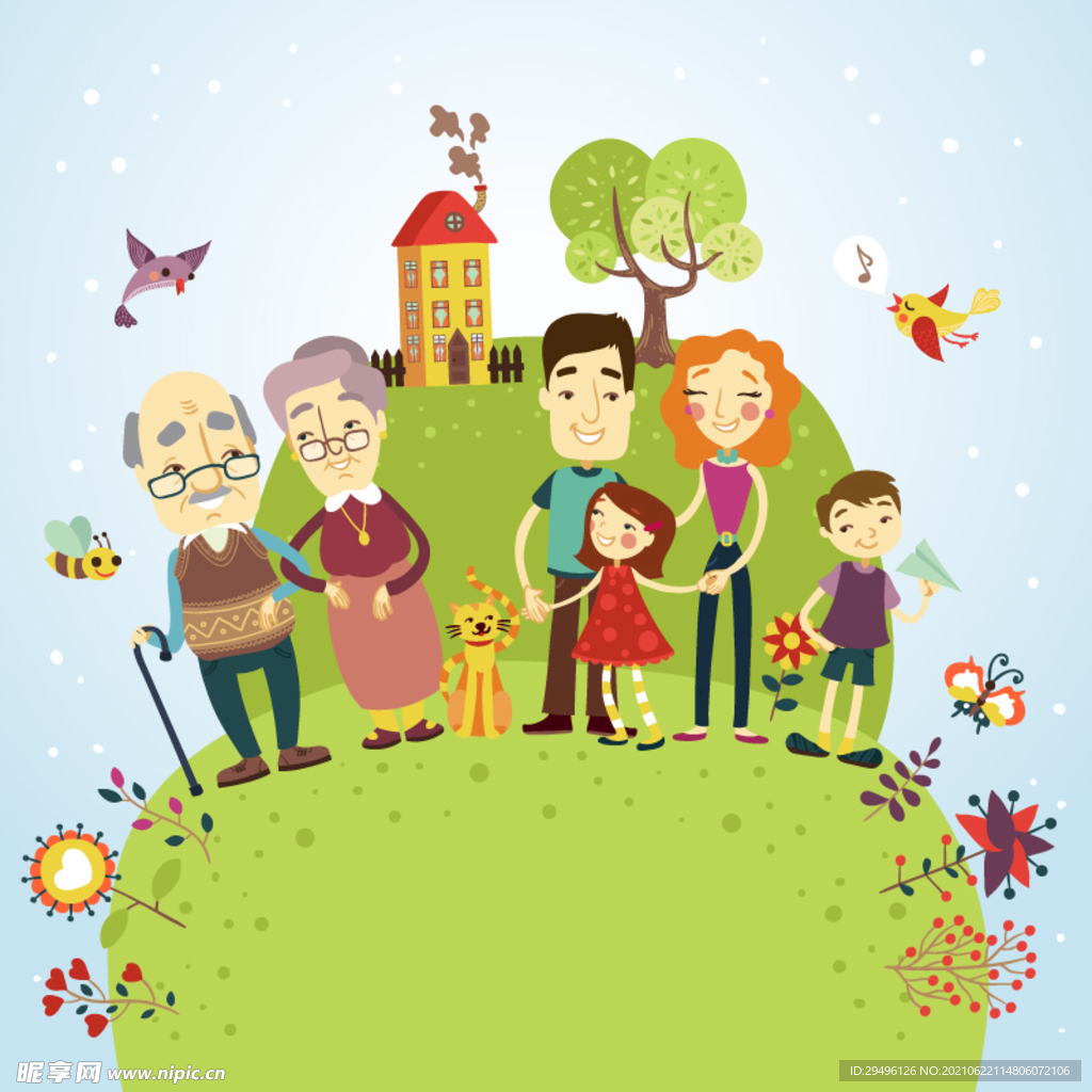 幸福一家插画