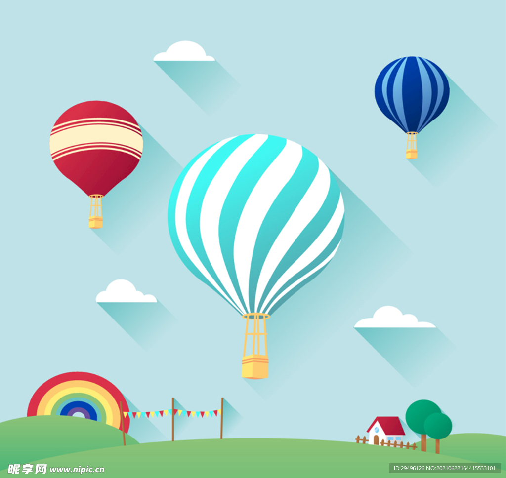 精致热气球插画