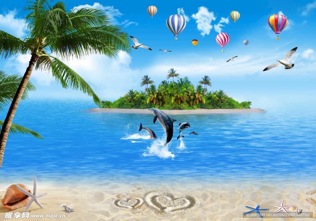 蓝天白云热气球