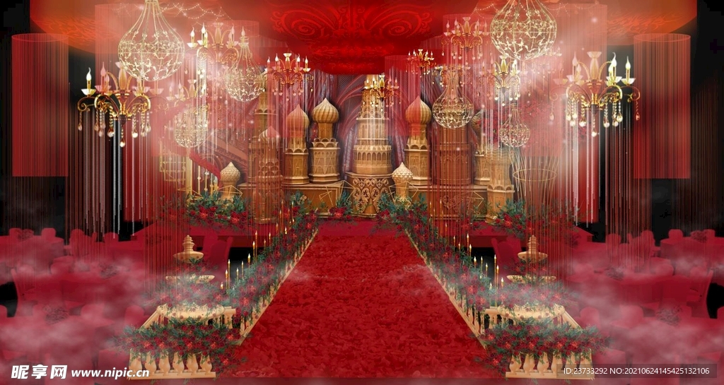 红色大气城堡婚礼