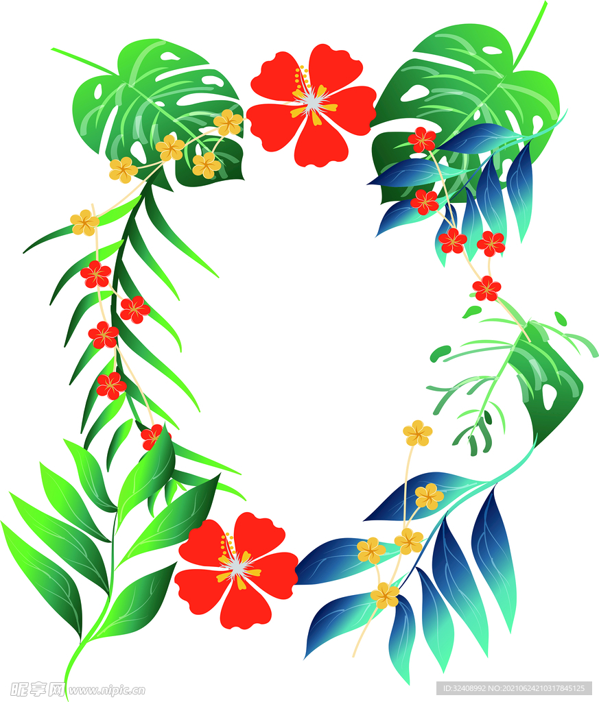 彩色小花朵装饰框