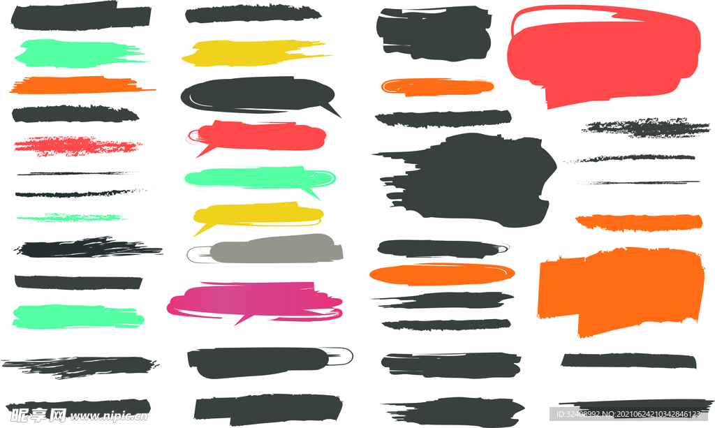 卡通手绘涂鸦风格横条毛笔笔刷