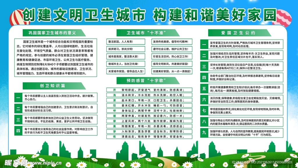 创建文明城市 创卫宣传展板