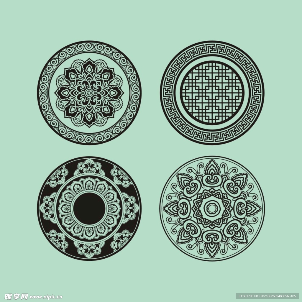  传统纹样图案  经典复古花纹