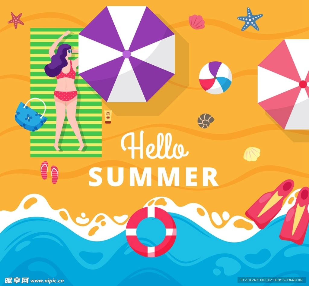 夏季度假沙滩人物