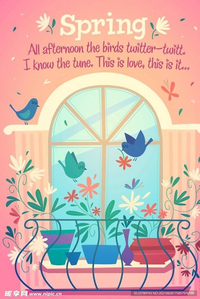 阳台小鸟春天来了