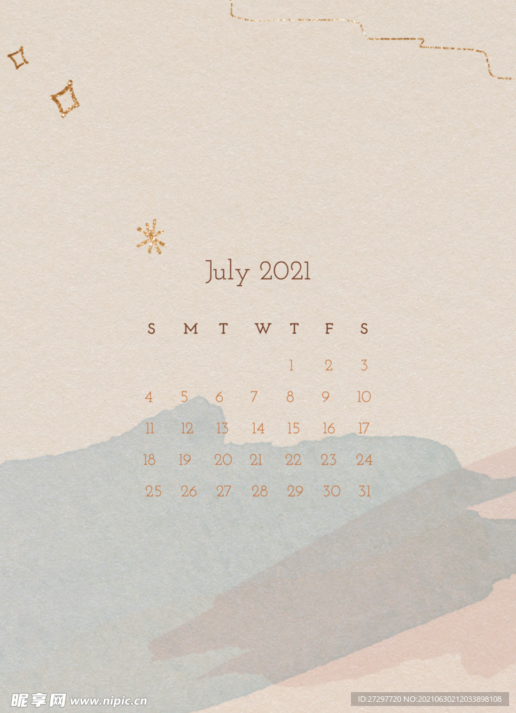 小清新日历七月