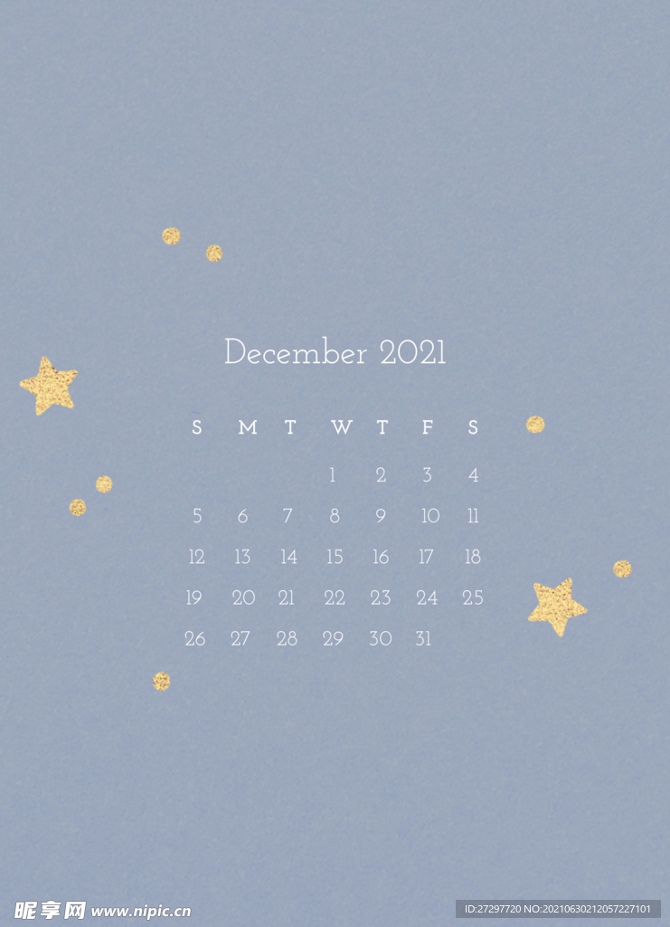 小清新日历十二月