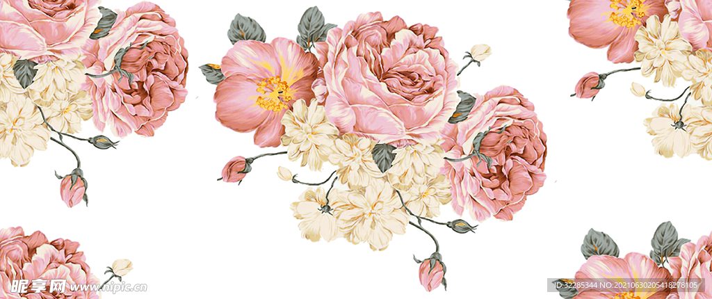 大牌 手绘花 玫瑰花