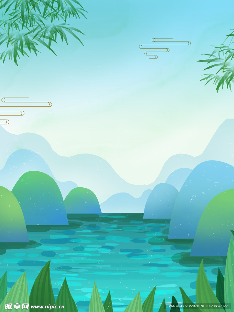 绿水青山风景画 