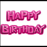 生日快乐英文渐变立体粉色艺术字