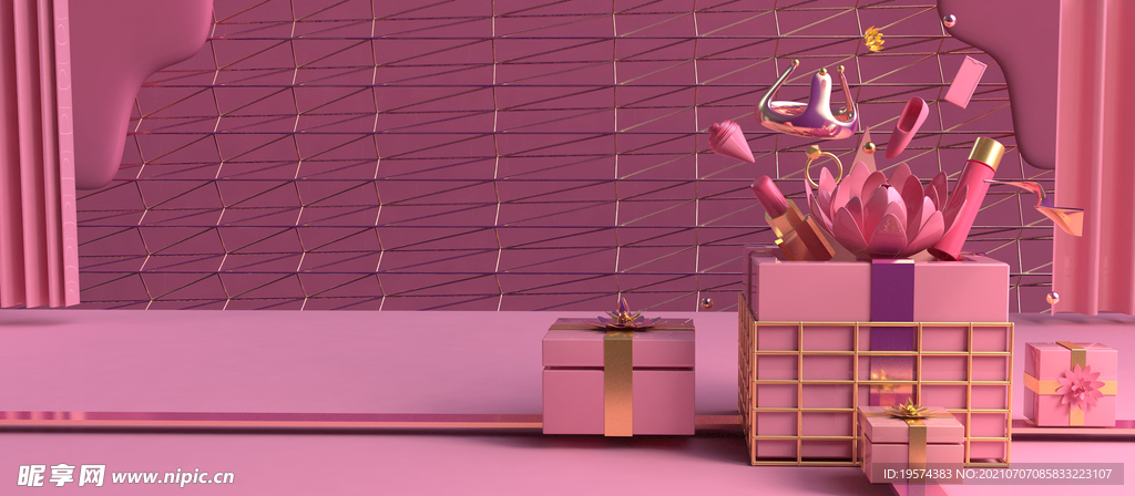 C4D模型小清新风格电商立体