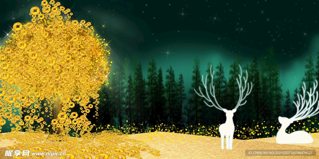 黄金树麋鹿背景