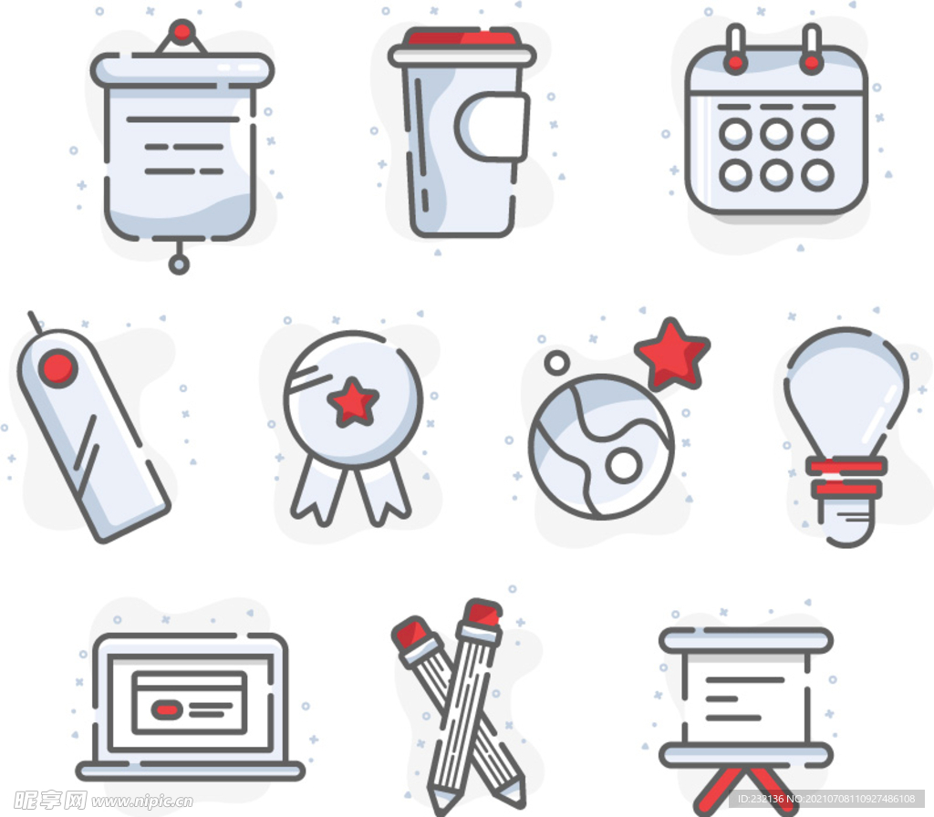 矢量办公工作场景小图标