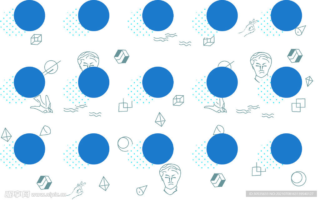 大圆点加线条图案