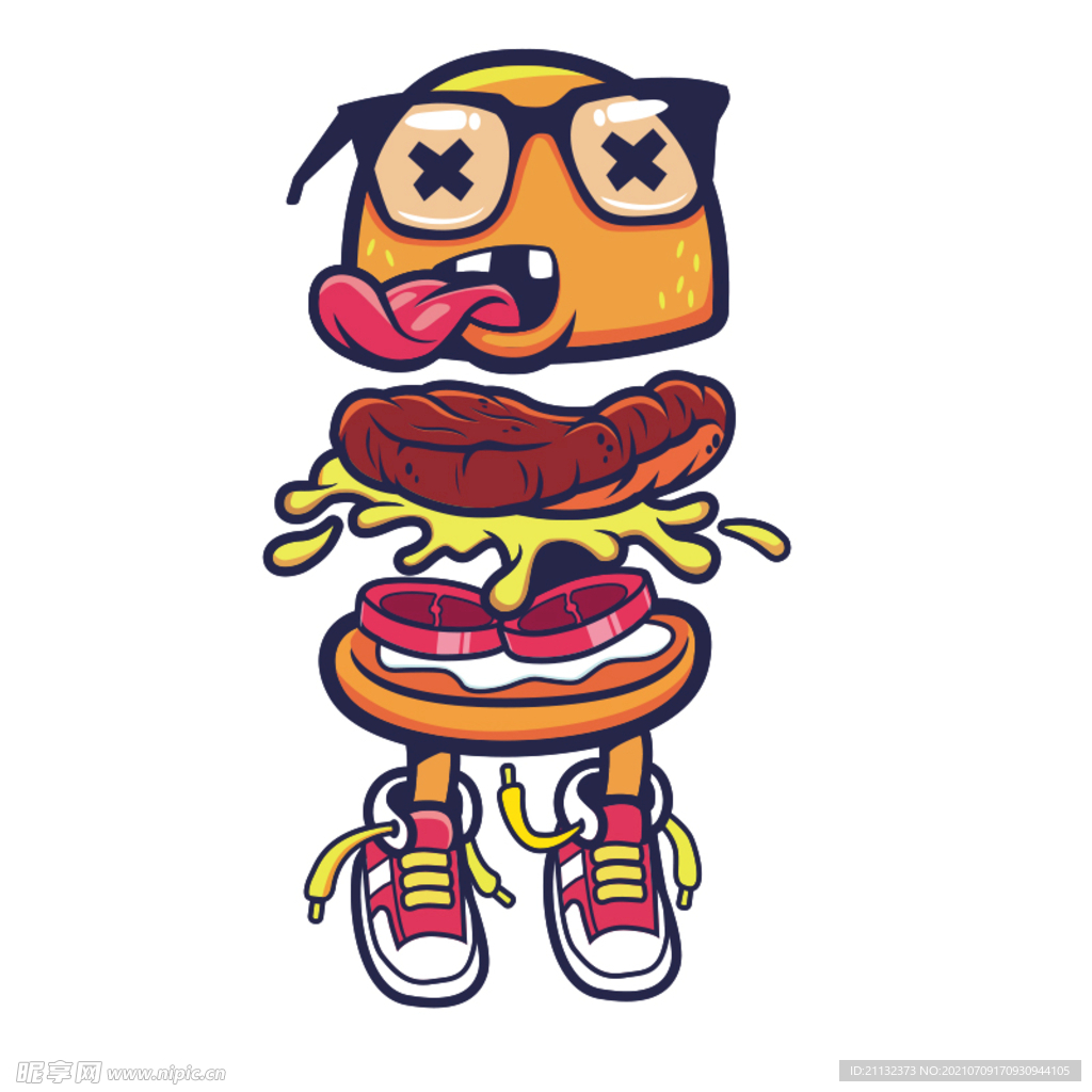 汉堡拟人化插画