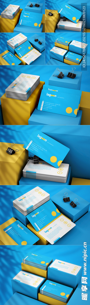 视角带圆角样机名片多视角展示