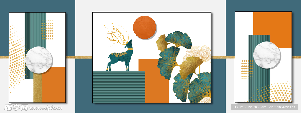 轻奢麋鹿装饰画