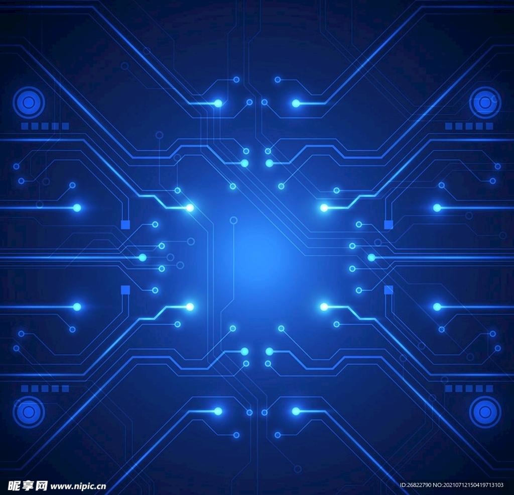 蓝色电路板背景