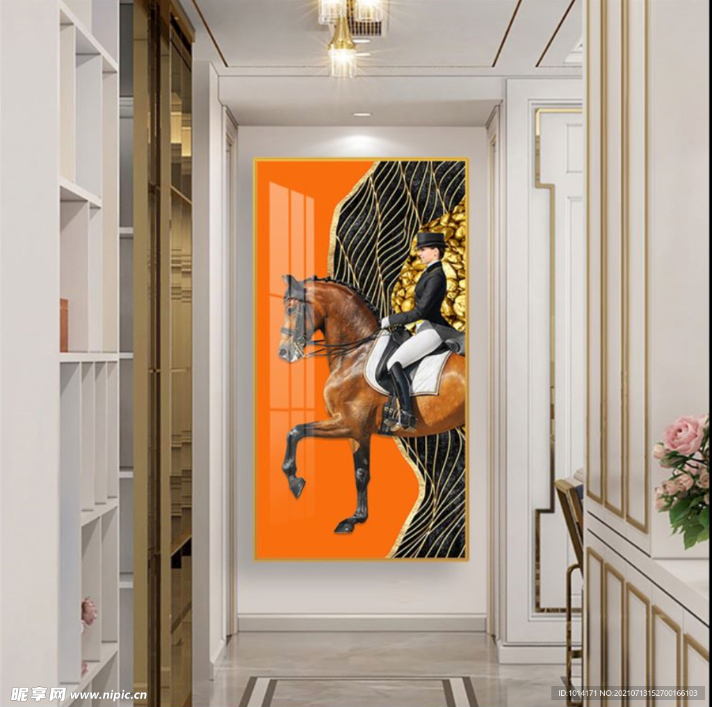 爱以仕橙骑士伯爵玄关装饰画