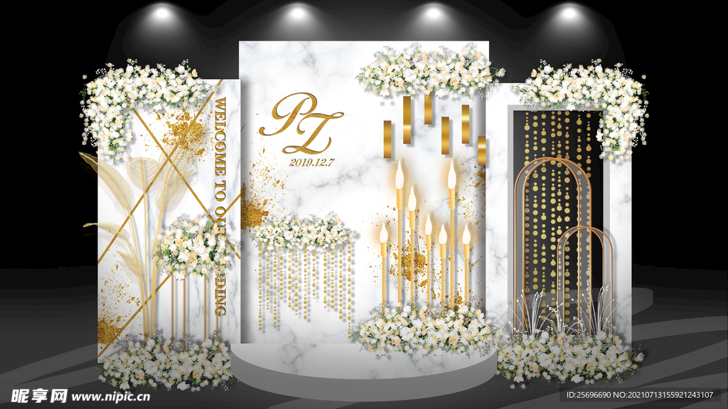 大理石婚礼合影区效果图