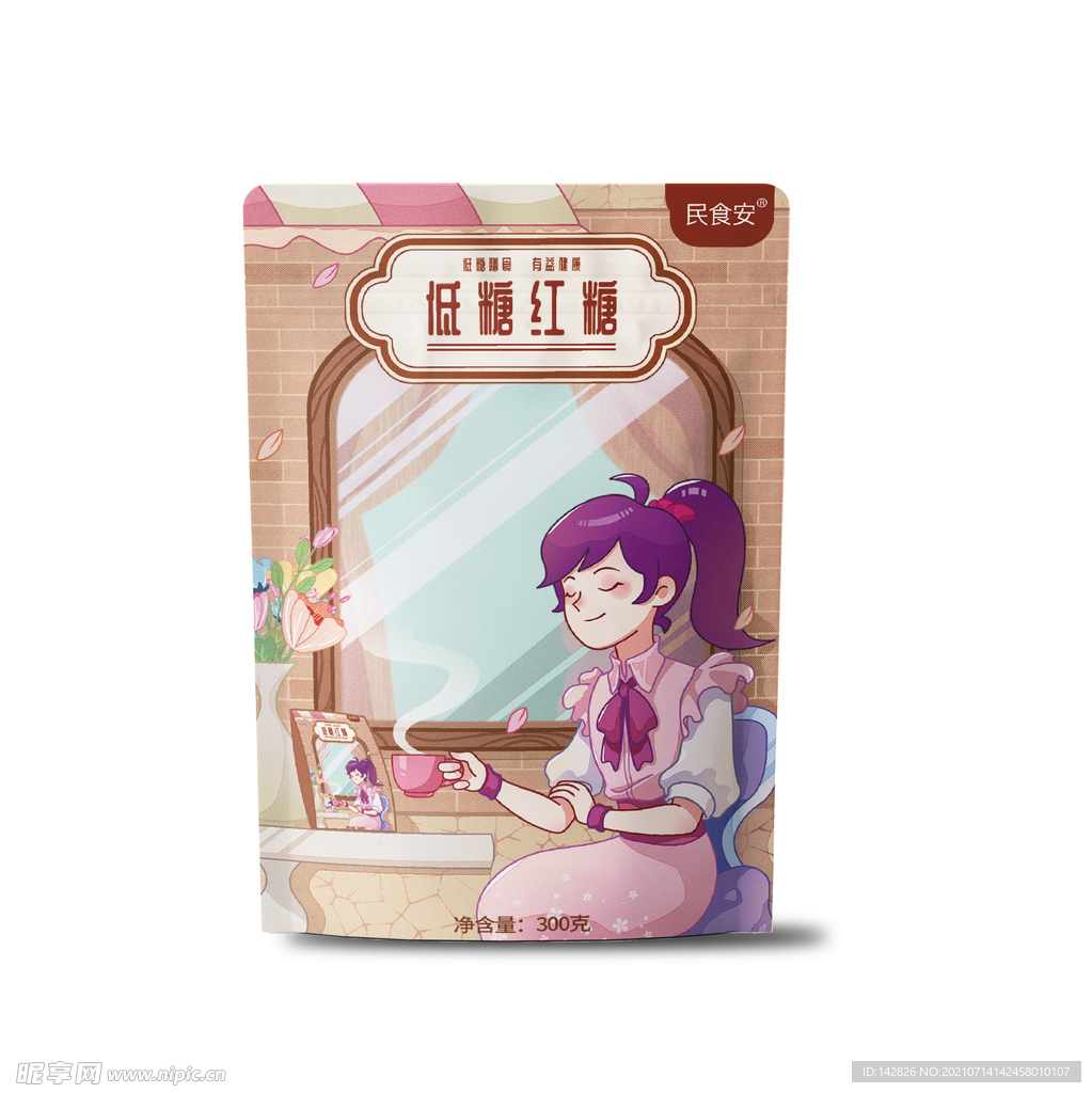 多宝一家人低糖红糖包装袋效果图