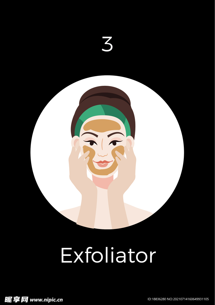 护肤步骤矢量图 去角质