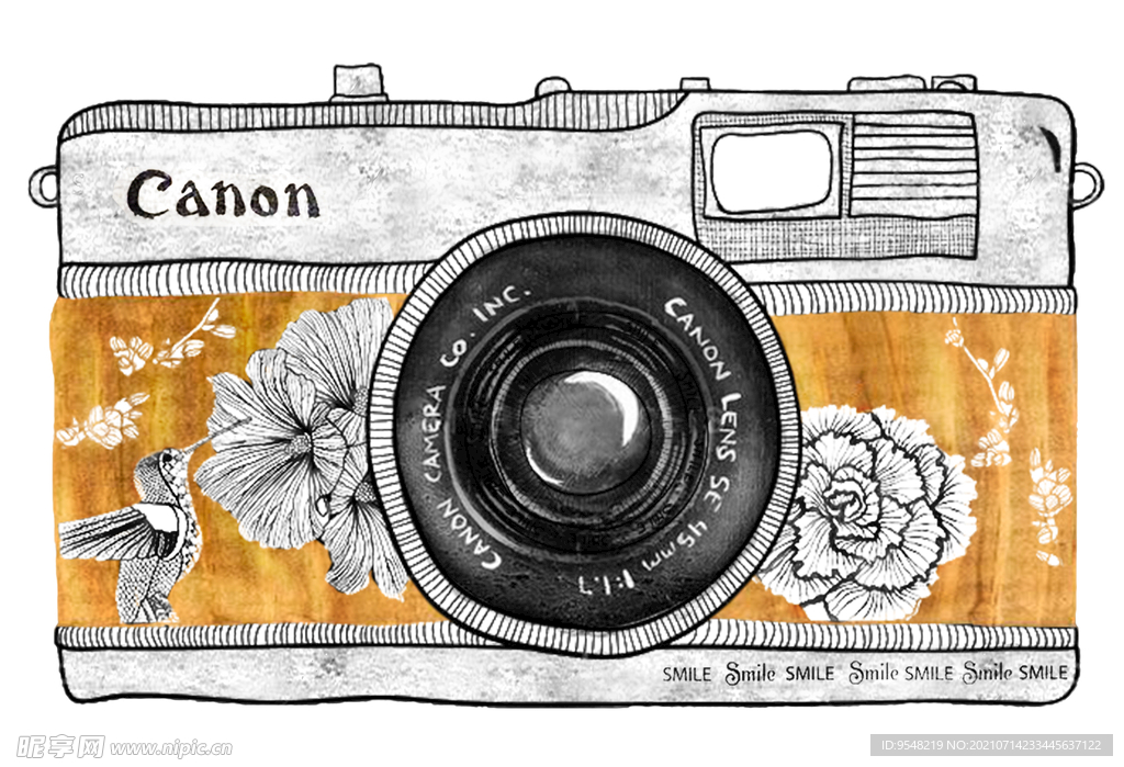 相机 纹理 复古 T恤服装设计