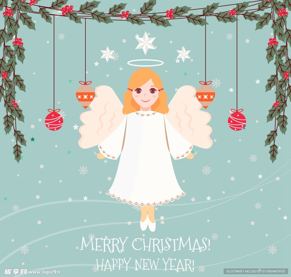 圣诞节天使贺卡