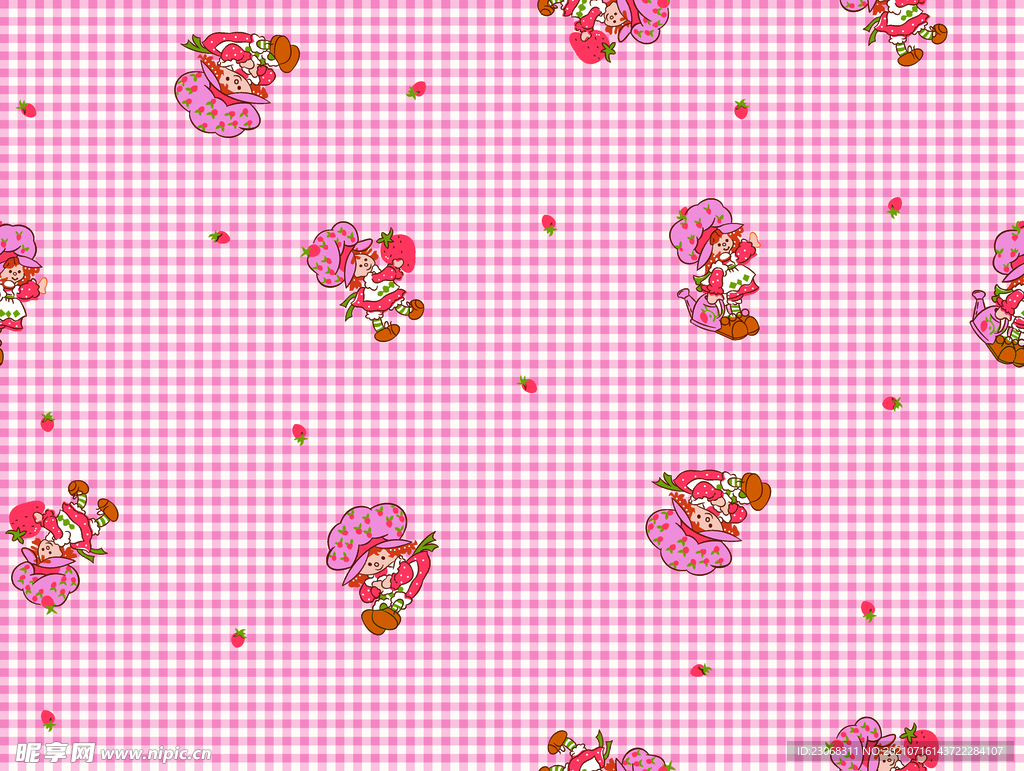 手绘格子小女孩