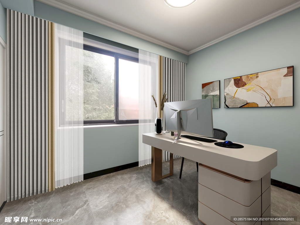 现代书房效果图