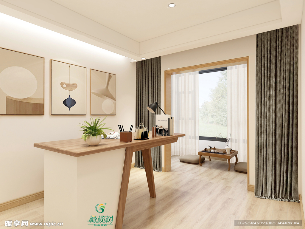 日式书房效果图