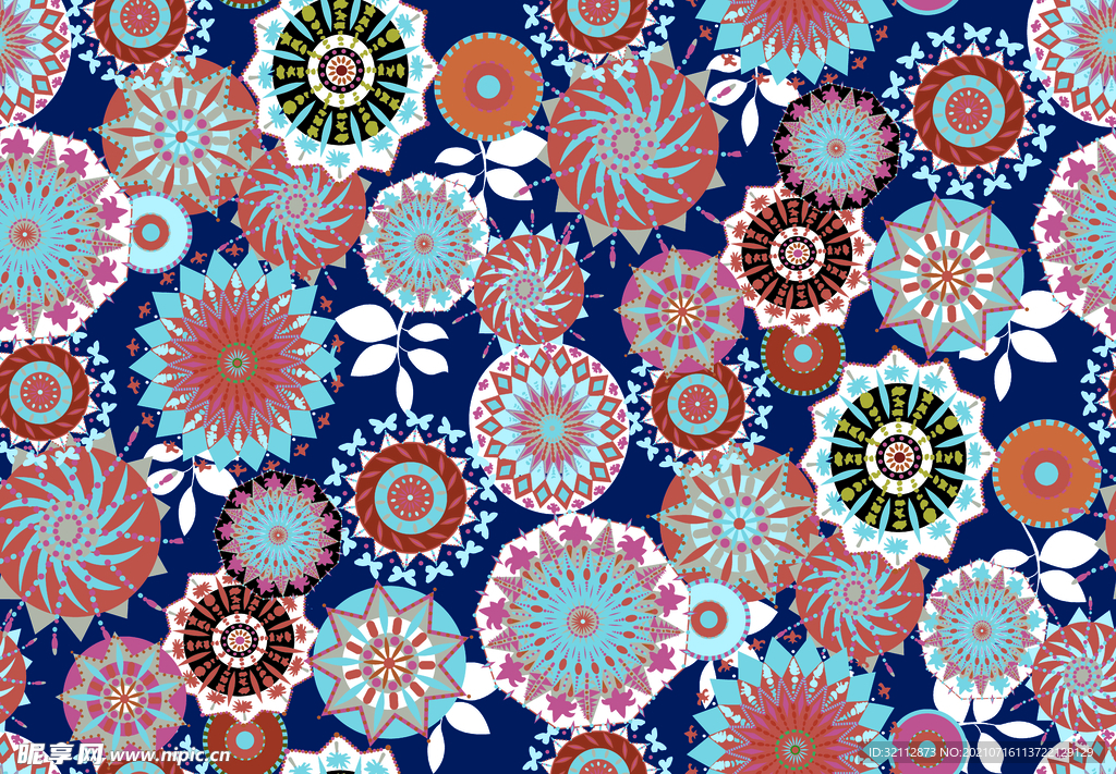 圆 民族花 圆圈 碟形花