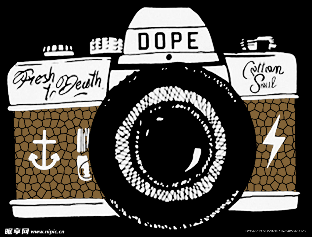 相机 复古 纹理 T恤设计