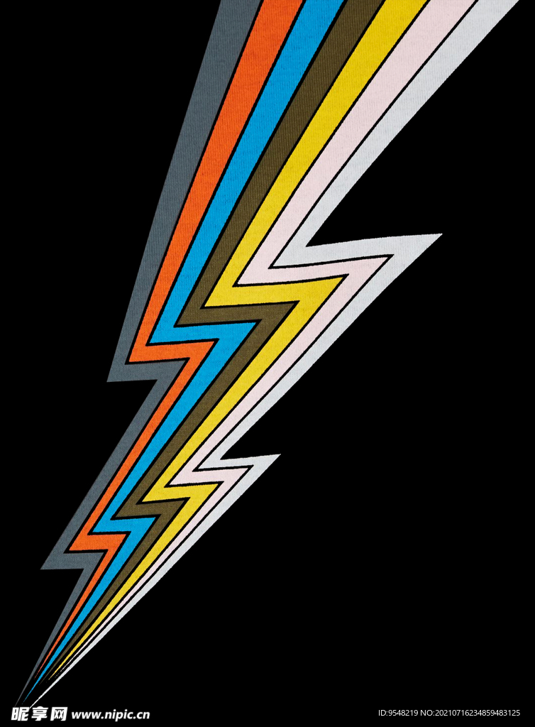 闪电 彩色 撞色 T恤设计