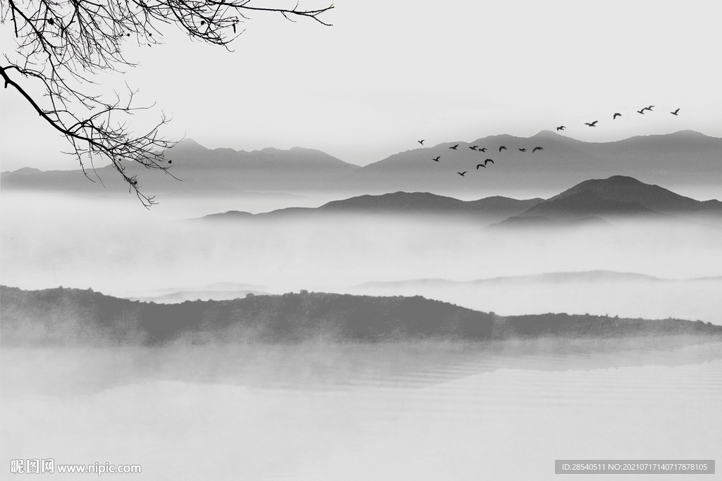 新中式水墨山水图片