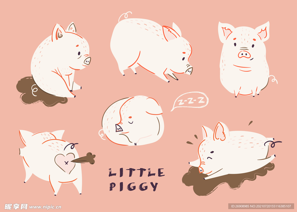 手绘风呆萌猪猪