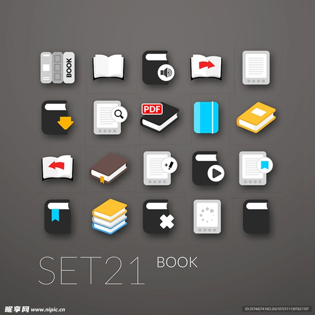 书本扁平化图标