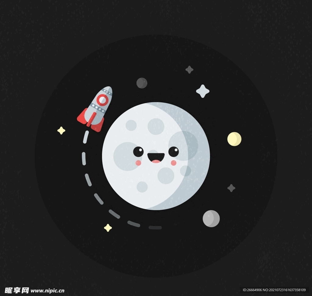可爱月球和火箭