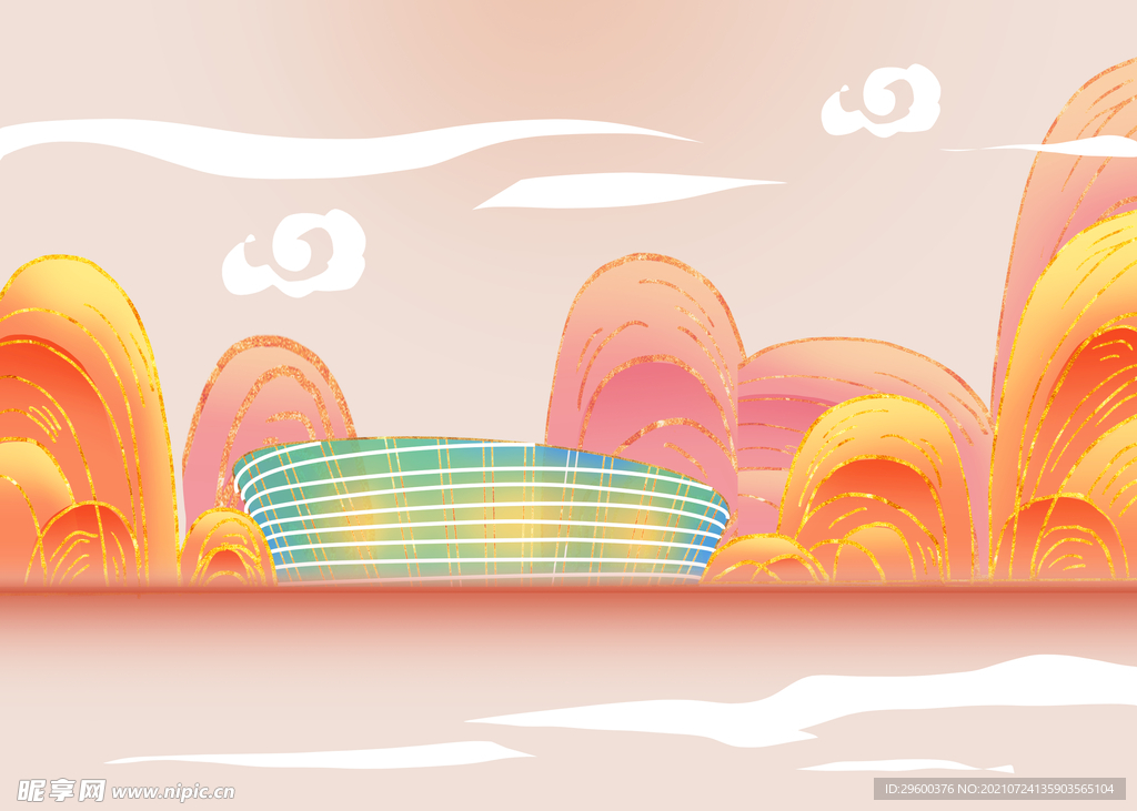 国潮鎏金东莞玉兰大剧院地标建筑