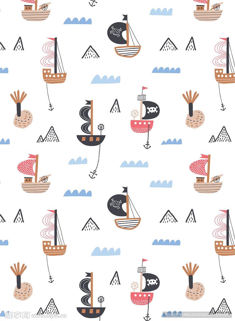 循环卡通图案 海洋元素