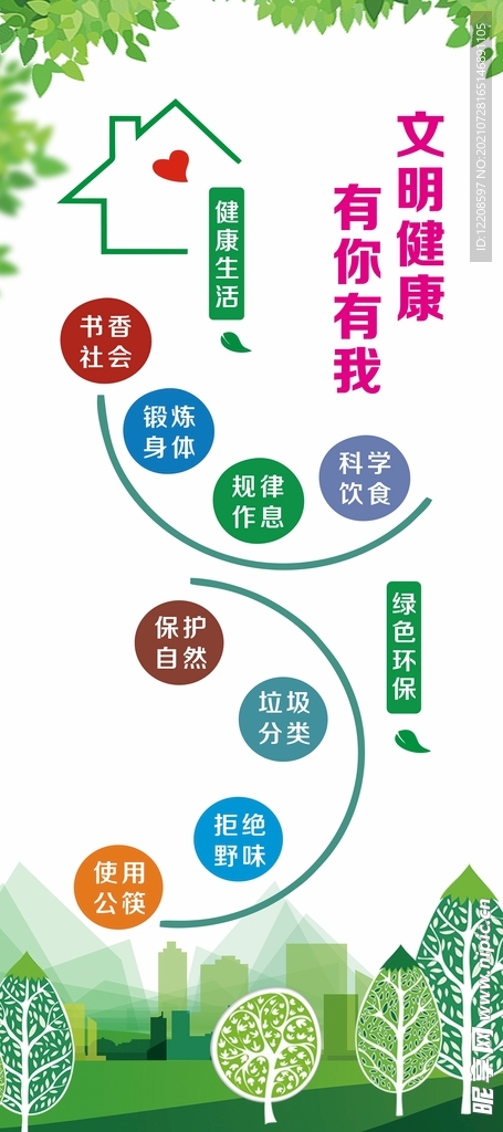 文明健康 有你有我 展架