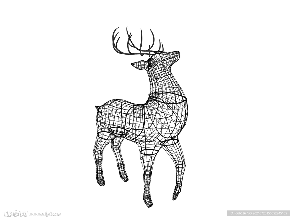 线条编织鹿3d模型