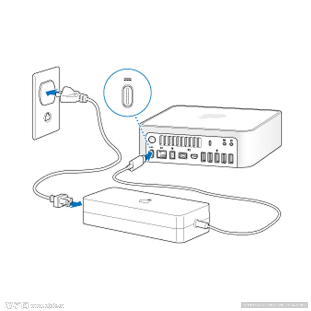 苹果mac mini主机矢量图