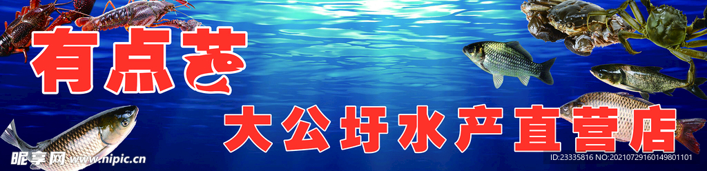 有点芒大公圩水产直营店门头灯箱